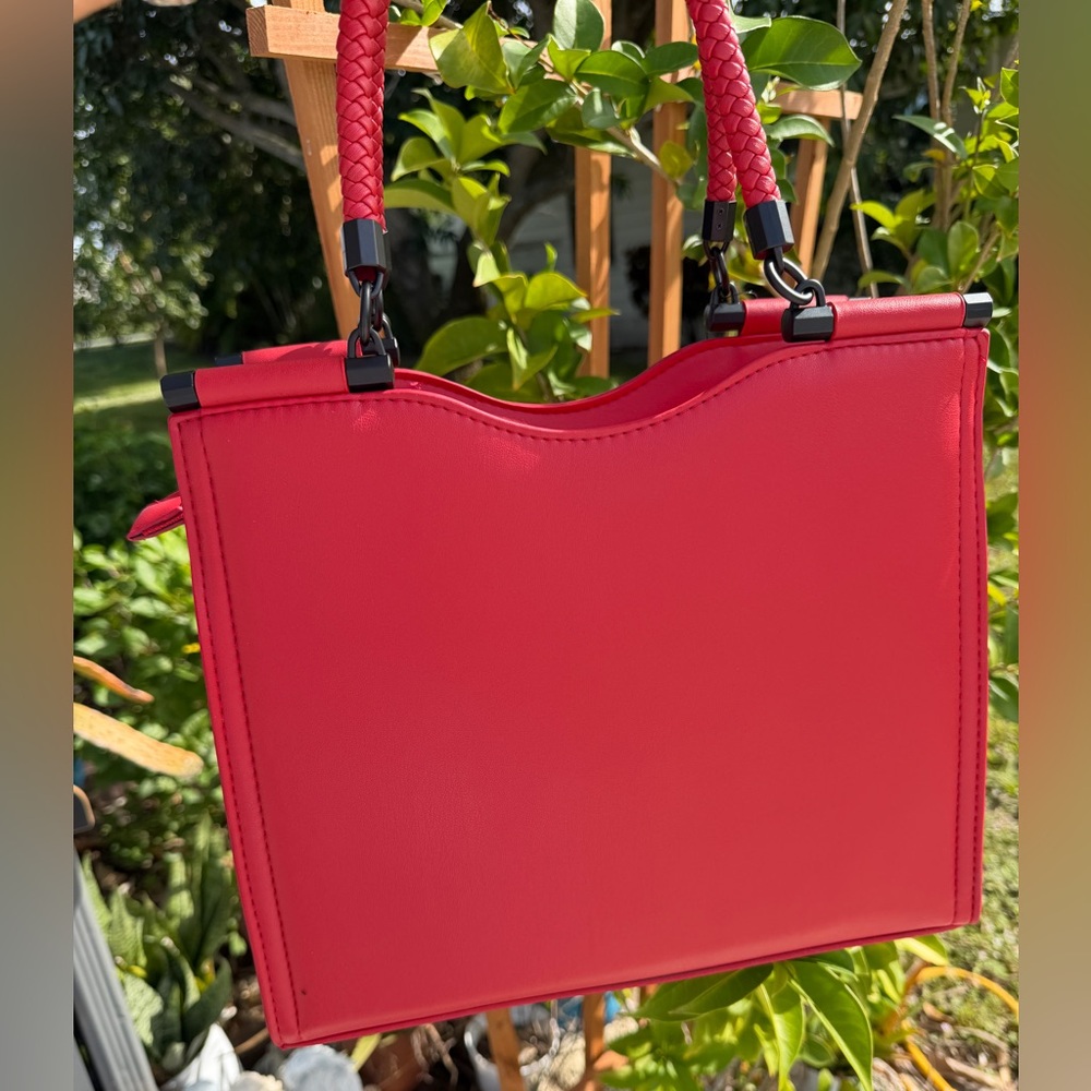 BADGLEY MISCHKA Red Tote with Braided Handles - Picture 10 of 13